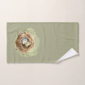 ブルージェイバードハウスフラワーズネストフェザーブルーピンク バスタオルセット (ハンドタオル)