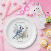 ブルージェイバードフラワースプリングタイム誕生日名 ペーパープレート (パーティー)