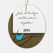 ブルージェイラブバードツイグネームパーソナライズされたオーナメント セラミックオーナメント (左)