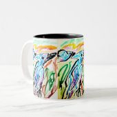 ブルージェイ飛んでいるズ春季時 ツートーンマグカップ (正面左)