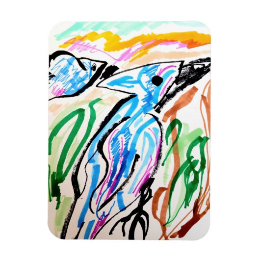 ブルージェイ飛んでいるズ春季時 マグネット (縦)