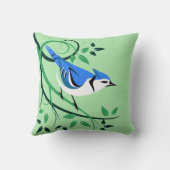 ブルージェイ鳥の木の枝に止まる クッション (裏面)