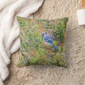 ブルージェイ・オン・サザンワックスマートル クッション (ブランケット)