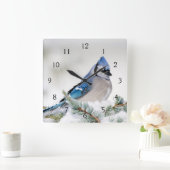 ブルージェイinブルーアトラス杉 スクエア壁時計 (ホーム)