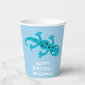 ブルージェッコリザードスケッチ子供の誕生日 紙コップ (裏面)