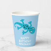 ブルージェッコリザードスケッチ子供の誕生日 紙コップ (正面)