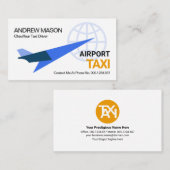 ブルージェット飛行機リフトオフ国際空港タクシー乗り 名刺 (正面/裏面)