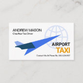 ブルージェット飛行機リフトオフ国際空港タクシー乗り 名刺 (正面)