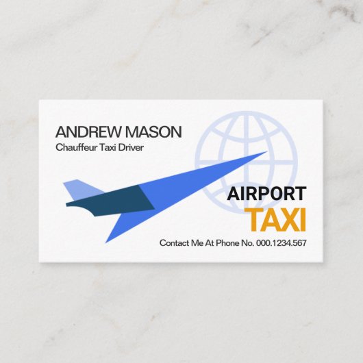 ブルージェット飛行機リフトオフ国際空港タクシー乗り 名刺 (正面)