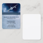 ブルージェット飛行機飛んでいるインザスカイチャーターパイロット 名刺 (正面/裏面)