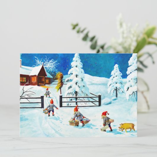 ブルージェニーニストロム格言ヴィンテージスウェーデンクリスマス シーズンカード (スタンド正面)