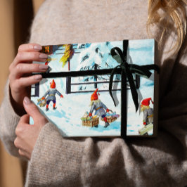 ブルージェニーニストロム格言ヴィンテージスウェーデンクリスマス ラッピングペーパーシート