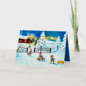 ブルージェニーニストロム格言ヴィンテージスウェーデンクリスマス 箔シーズンカード (正面)