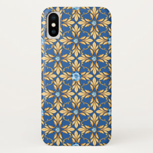ブルージェムとシームレスな黄金のパターン1 iPhone X ケース