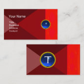 ブルージェムストーンモノグラムルビーレッド抽象芸術幾何学模様 名刺 (正面/裏面)