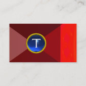 ブルージェムストーンモノグラムルビーレッド抽象芸術幾何学模様 名刺 (裏面)