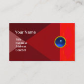 ブルージェムストーンモノグラムルビーレッド抽象芸術幾何学模様 名刺 (正面)