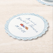 ブルージエレガントンガムピクニックブランチブライダルシャワー ペーパーコースター (アングル)