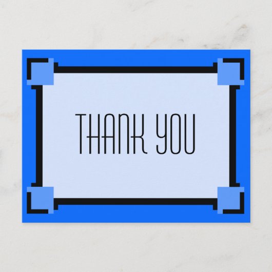 ブルージオメトリックアールデコサンキューポストカード ポストカード (正面)