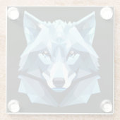 ブルージオメトリックウルフヘッド ガラスコースター (裏面)