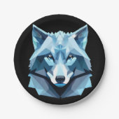 ブルージオメトリックウルフヘッド ペーパープレート (正面)