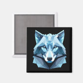 ブルージオメトリックウルフヘッド マグネット (正面/裏面)