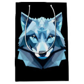 ブルージオメトリックウルフヘッド ミディアムペーパーバッグ (正面)