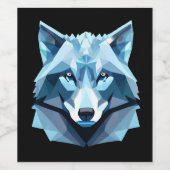 ブルージオメトリックウルフヘッド ワインラベル (シングルラベル)