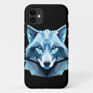 ブルージオメトリックウルフヘッド iPhone 11 ケース