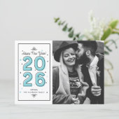 ブルージオメトリックタイポグラフィ2025年新年 シーズンカード (スタンド正面)