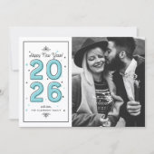 ブルージオメトリックタイポグラフィ2025年新年 シーズンカード (正面)