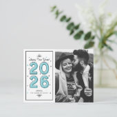 ブルージオメトリックタイポグラフィ2025年新年 シーズンポストカード (スタンド正面)