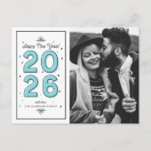 ブルージオメトリックタイポグラフィ2025年新年 シーズンポストカード (正面)