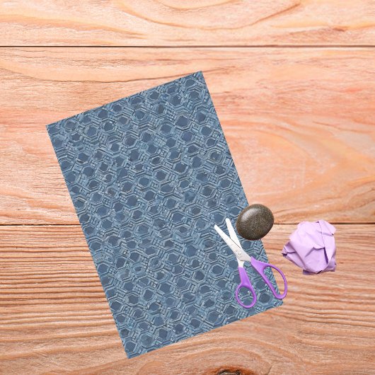 ブルージオメトリックティッシュペーパー 薄葉紙