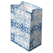 ブルージオメトリックフローラシノワリー | 結婚s ミディアムペーパーバッグ (裏面アングル)