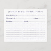 ブルージオメトリックラブハートブライダルシャワーレシピ インビテーションポストカード (裏面)