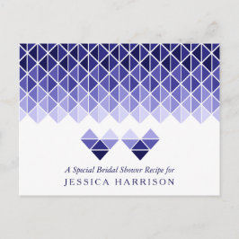 ブルージオメトリックラブハートブライダルシャワーレシピ インビテーションポストカード
