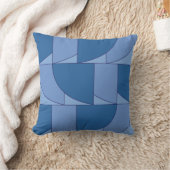 ブルージオメトリック抽象芸術アート クッション (ブランケット)