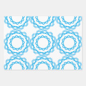 ブルージオメトリック春アートパターン ラッピングペーパーシート (正面)