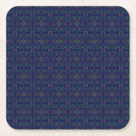 ブルージオメトリック紙コースター スクエアペーパーコースター