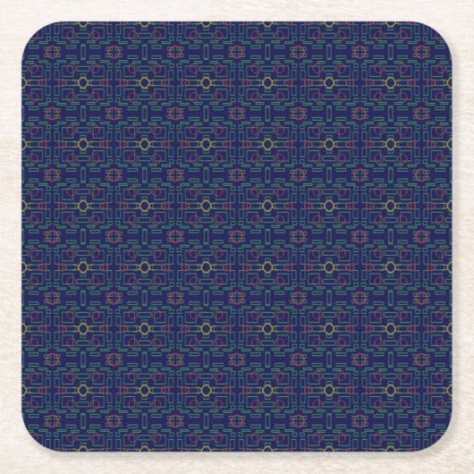 ブルージオメトリック紙コースター スクエアペーパーコースター (正面)