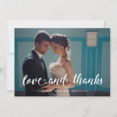 ブルージオメトリック結婚プリントサンキューフォト サンキューカード (正面)