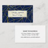 ブルージオメトリック金ゴールドフェイクプロフェッショナル建築 名刺 (正面/裏面)