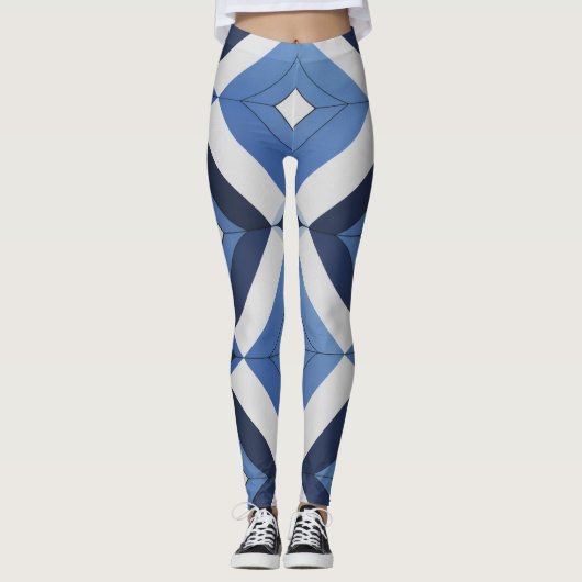 ブルージオメトリーパターン レギンス (正面)