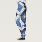 ブルージオメトリーパターン レギンス (左)