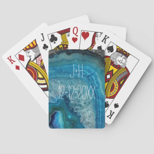 ブルージオード岩石鉱物エーゲート結晶像 トランプ (裏面)