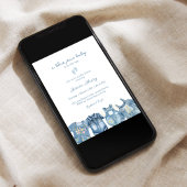 ブルージモダンーンベビーがベビーシャワーの途中にある 招待状