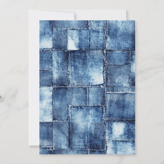 ブルージモダンーンベビーデニムをテーマにしたベビーシャワー 招待状 (裏面)