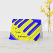 ブルージャジーキーボード誕生日カード カード (黄色い花)