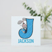 ブルージャックラビットレターJ子供の誕生日パーティー 招待状 (スタンド正面)